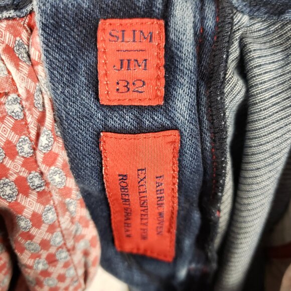 Robert Graham Slim Jim Jeans Stud Contrast Stitch Dark Wash Denim Size 34 x 33 - Picture 10 of 12